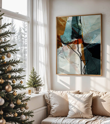 Abstract watercolor artwork with dynamic lines and colors