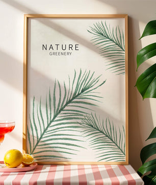 Elegant Green Palm Leaves on Textured Background - Mi tienda