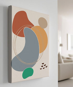 Abstract geometric art with colorful organic shapes and lines