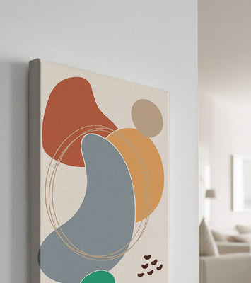 Abstract geometric art with colorful organic shapes and lines