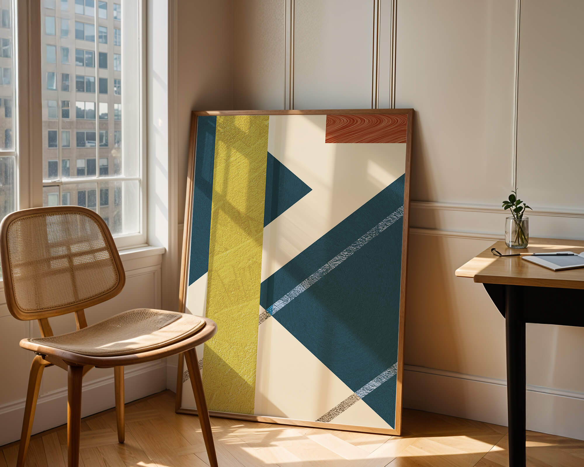 Contemporary abstract geometric art with vibrant colors