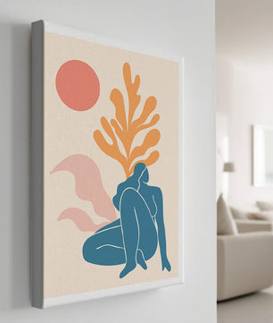 Abstract Nude Figure in Minimalist Design with Botanical Elements - Mi tienda