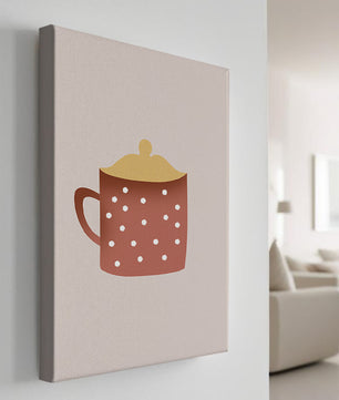 Decorative polka dot mug with yellow lid illustration