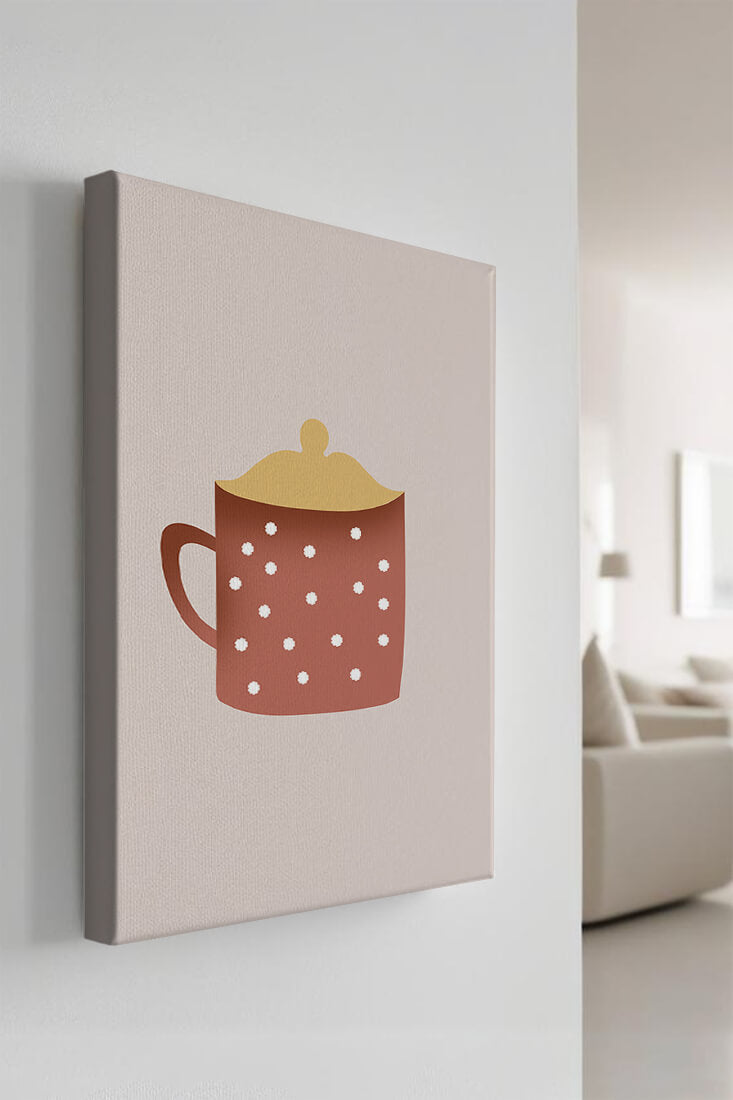 Decorative polka dot mug with yellow lid illustration