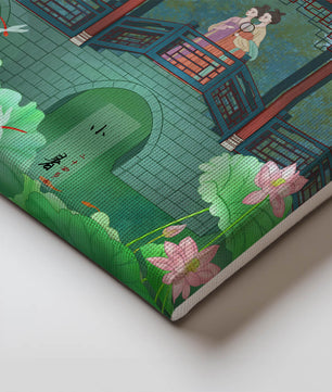 Traditional Chinese Pavilion with Women in Garden Scene - Mi tienda