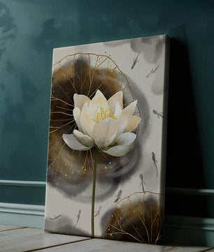 Illustration of a lotus flower with golden accents