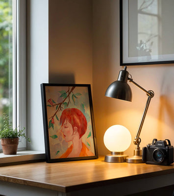 Illustrative artwork of a woman with red hair and floral branch