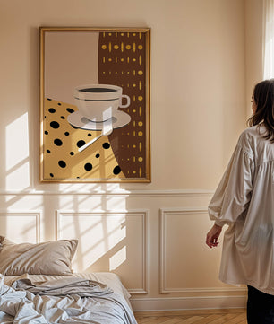Contemporary Coffee Art with Geometric Patterns and Gold Accents - Mi tienda