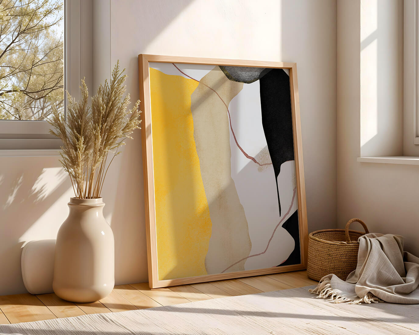 Abstract Composition with Geometric Shapes and Earth Tones