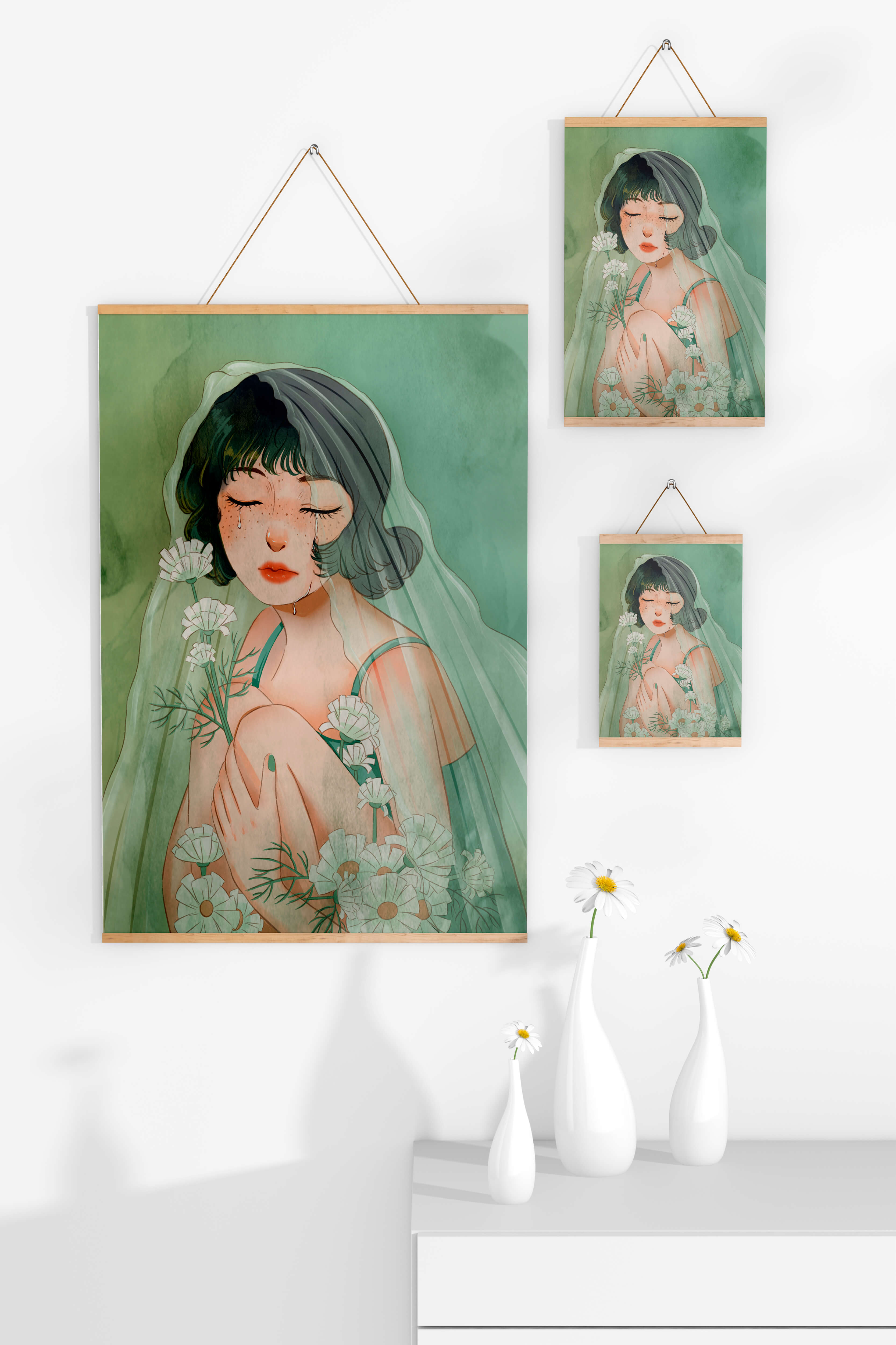 Emotional illustration of a woman surrounded by flowers