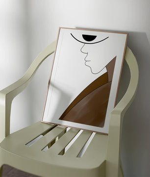 Abstract Portrait with Minimalist Lines and Brown Tones - Mi tienda