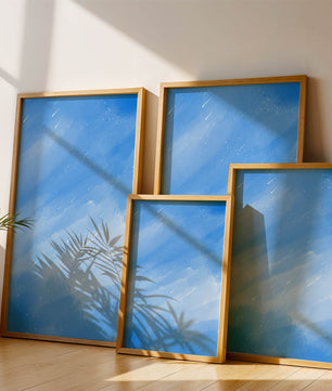 Fondo acuarela azul calmado con rayas y puntos de luz
