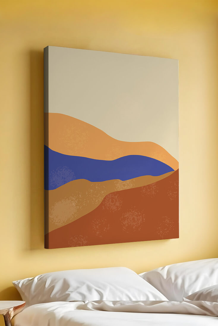 Paisaje abstracto con olas coloridas y bordes audaces