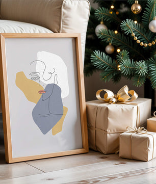 Abstract Line Art Portrait with Neutral Shapes - Mi tienda