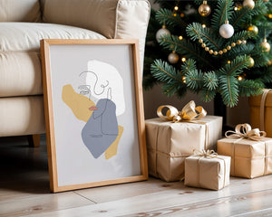 Abstract Line Art Portrait with Neutral Shapes - Mi tienda