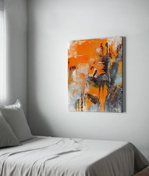 Arte abstracto texturizado en naranja y gris