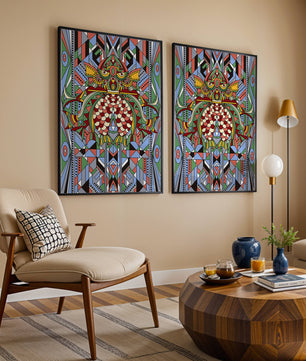 Colorful Geometric Pattern with Symmetrical Design and Abstract Motif