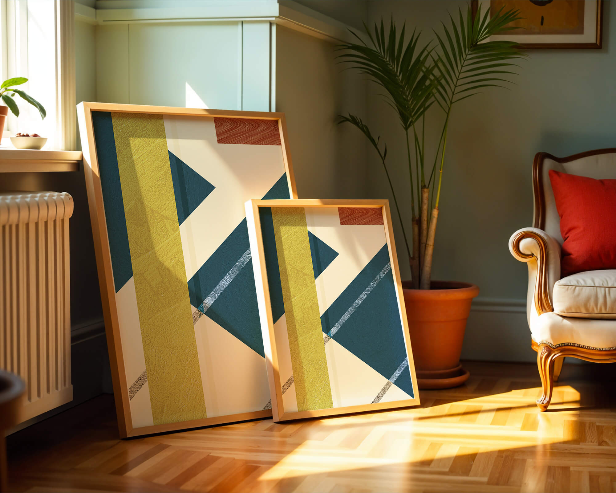 Contemporary abstract geometric art with vibrant colors