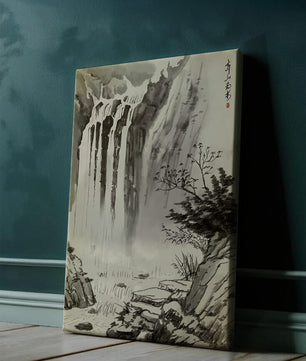 Serene Waterfall in Traditional Chinese Landscape Painting
