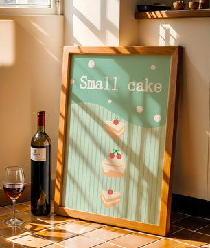Charming illustration of small cakes with cherries