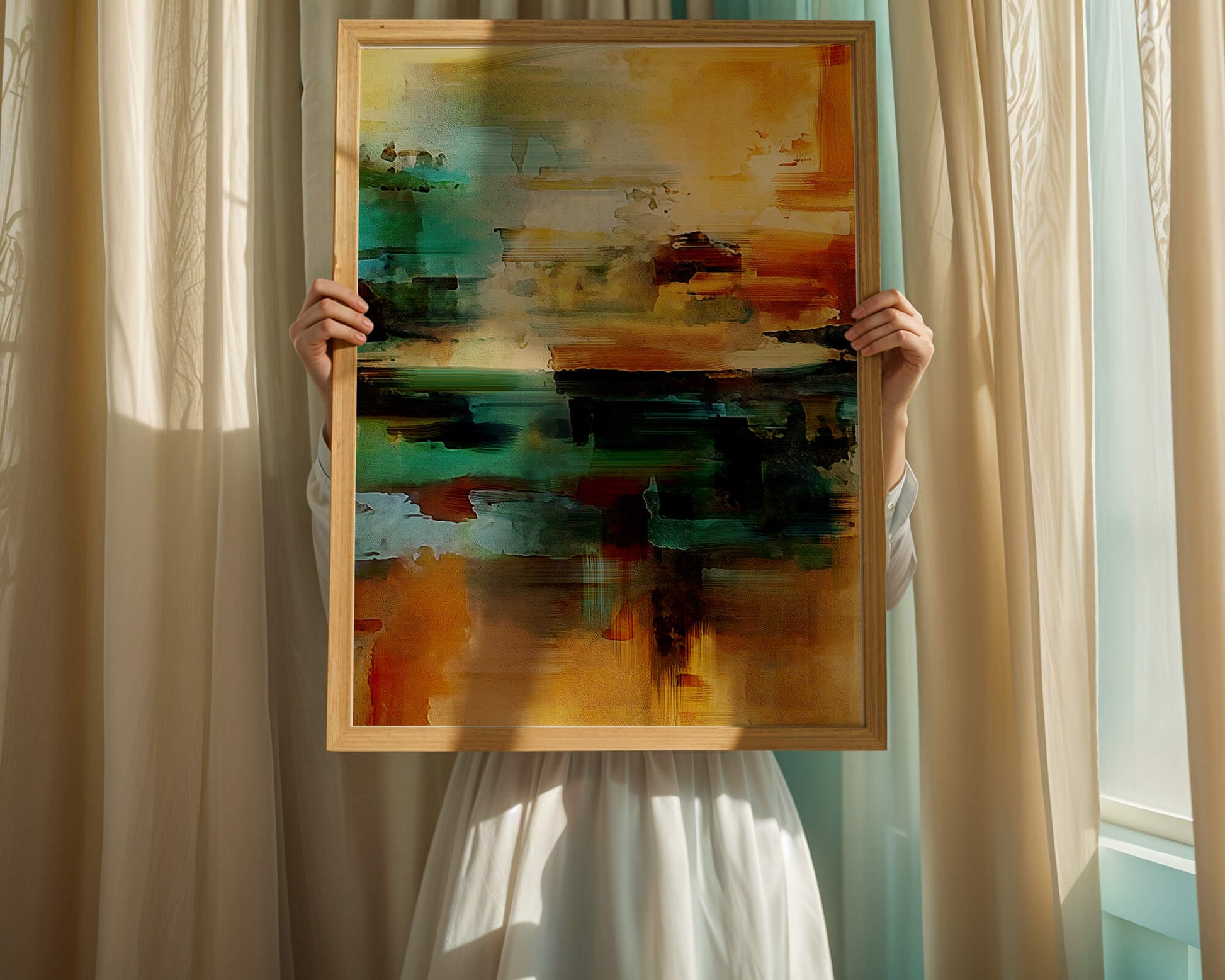 Abstract Landscape with Vivid Colors and Dynamic Brushstrokes