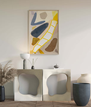 Abstract Design with Geometric Shapes in Earthy Tones and Gold Accents - Mi tienda