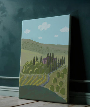 Paysage charmant de campagne toscane avec collines ondulées et cyprès