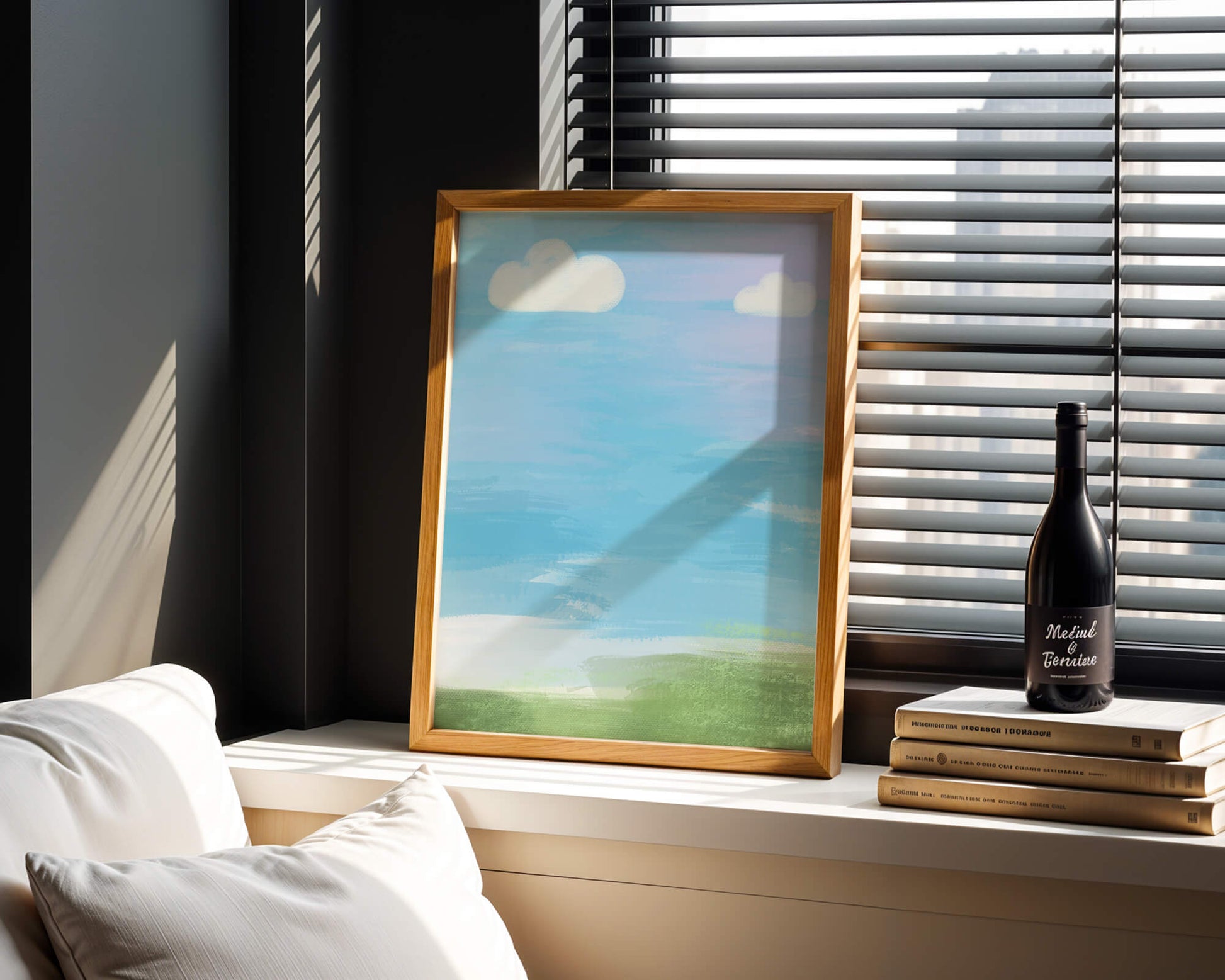 Blue Sky with Clouds and Green Field