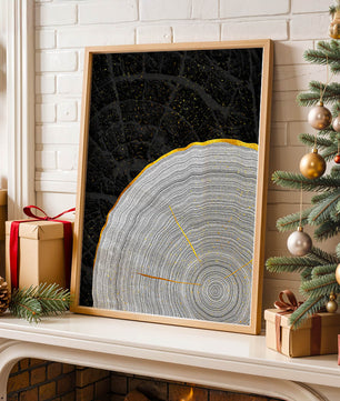 Abstract Wood Grain Pattern with Gold Accents on Black Background - Mi tienda