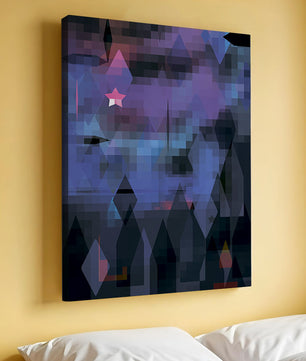 Geometrische abstrakte Kunst in lebhaften Blau- und Lilatönen