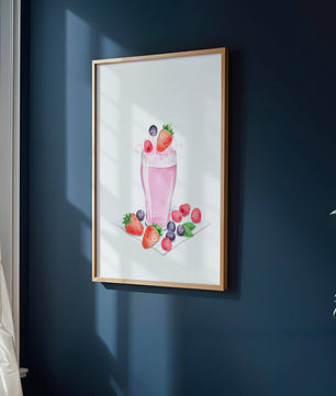 Refreshing berry smoothie with fresh strawberries and blueberries