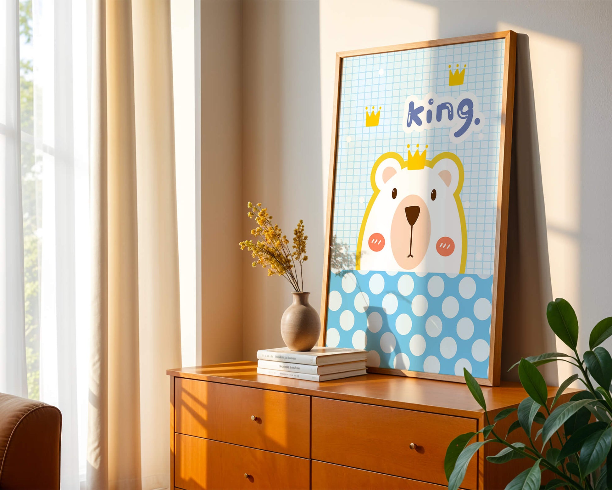 Adorable bear illustration with crown and playful text