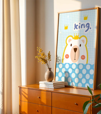 Adorable bear illustration with crown and playful text