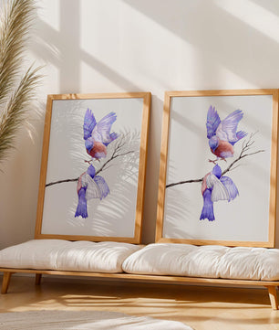 Elegante ilustración acuarela de dos pájaros en una rama