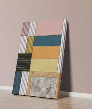 Geometric Abstract Art with Textured Blocks and Gold Accents - Mi tienda