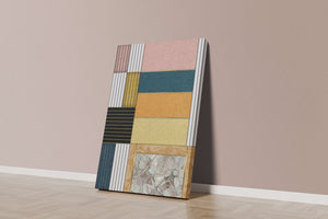 Geometric Abstract Art with Textured Blocks and Gold Accents - Mi tienda