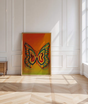 Vibrant butterfly depiction with colorful abstract background