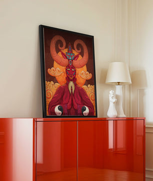 Mythical creature artwork with intricate patterns and symbolism
