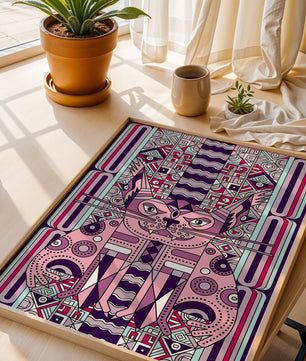 Gato Art Deco geométrico con patrones intrincados