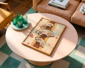 Elegant Japanese Fans with Cherry Blossom Design on Textured Background - Mi tienda