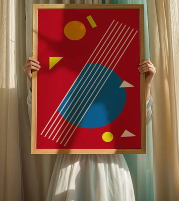 Abstract geometric shapes with bold colors and lines