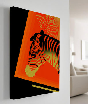 Abstract Zebra with Vibrant Colors and Golden Elements