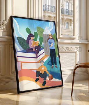 Illustration éducative d’enfants s’adonnant à la lecture de livres