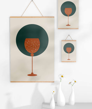 Wine Glass with Decorative Elements on Modern Minimalist Background - Mi tienda