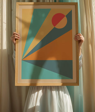 Geometric Abstract Art with Bold Colors and Circles