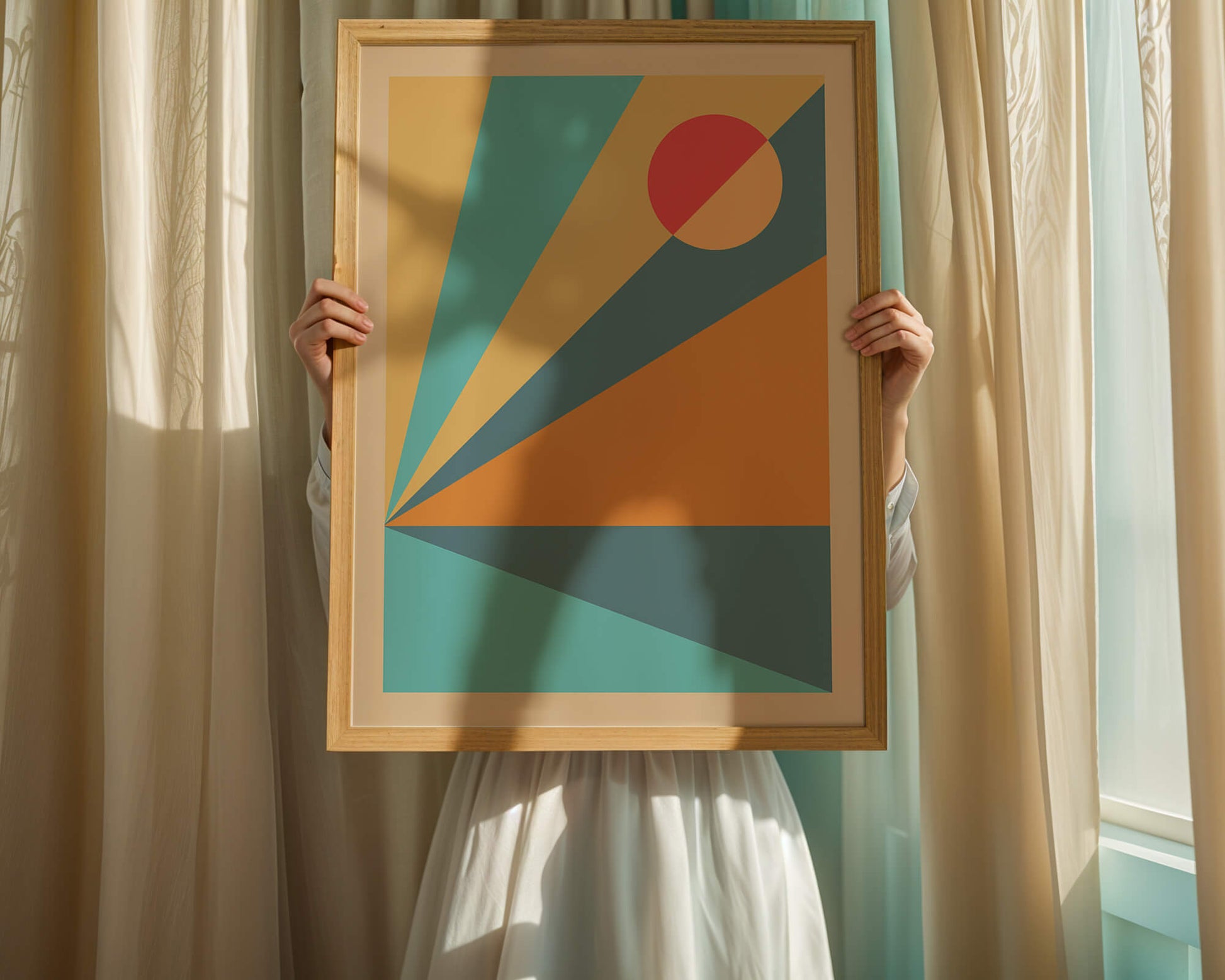Geometric Abstract Art with Bold Colors and Circles