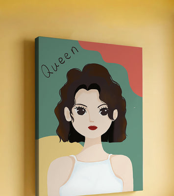Stylized illustration of a confident woman with abstract background