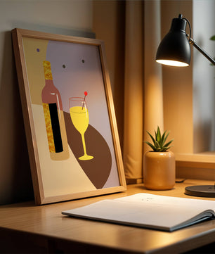 Minimalist Still Life with Wine Bottle and Glass in Soft Tones - Mi tienda