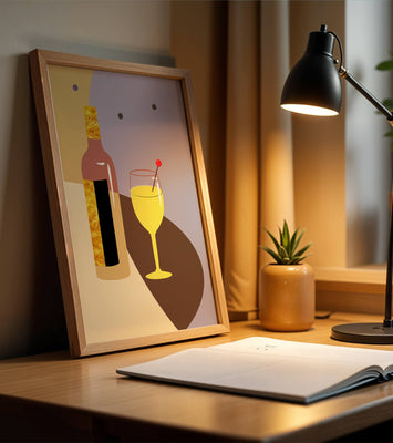 Minimalist Still Life with Wine Bottle and Glass in Soft Tones