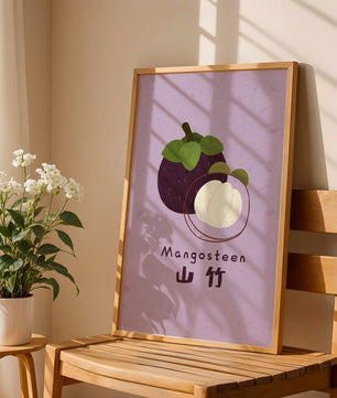 Illustration de fruit de mangoustan avec fond violet